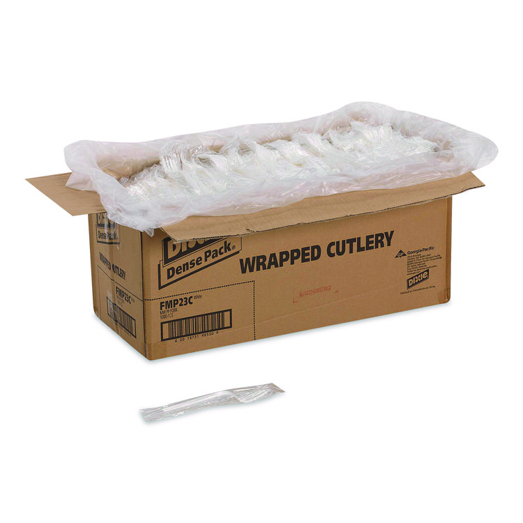 Mediumweight Polypropylene Cutlery, Individually Wrapped, Fork, Plastic, White, 1,000/Carton