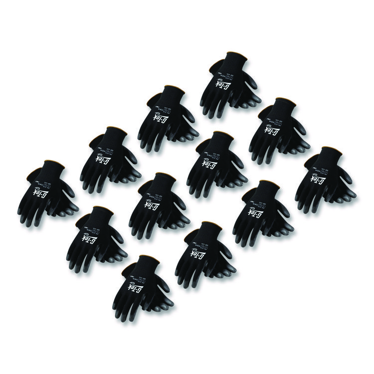 GP Polyurethane-Coated Nylon Gloves, EN388: 1111, 10" Long, Large, Black, 12 Pairs