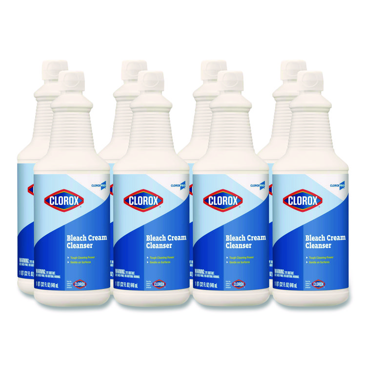 CloroxPro Bleach Cream Cleanser, 32 oz Bottle, 8/Carton