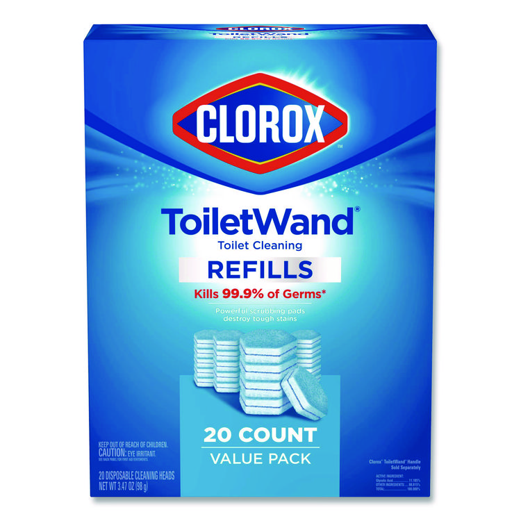 ToiletWand Toilet Cleaning Refills, Toilet Cleaning Scrubbing Pads, Blue/White, 20/Pack