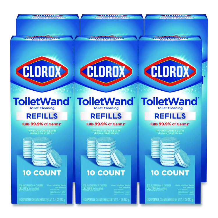 ToiletWand Toilet Cleaning Refills, Toilet Cleaning Scrubbing Pads, Blue/White, 10/Pack, 6 Packs/Carton