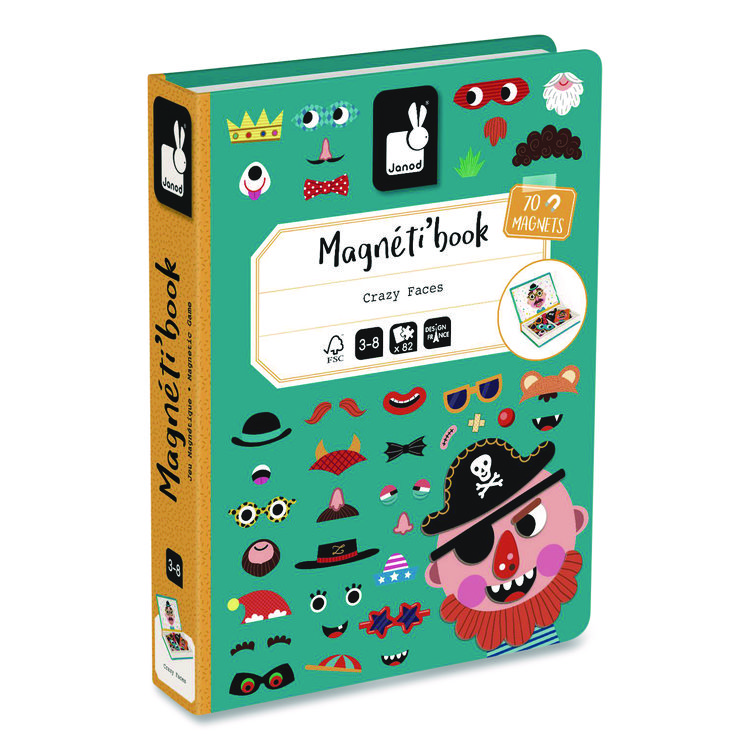 Magneti'books, Boy's Crazy Faces, 40 Pieces (10 Cards, 30 Magnetic Shapes), Ages 3 to 8
