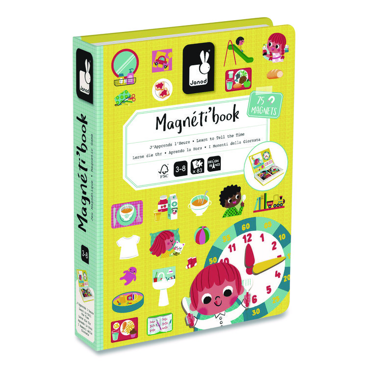 Magneti'books, Learn to Tell the Time, 91 Pieces (16 Cards, 75 Magnetic Shapes), Ages 3 to 8