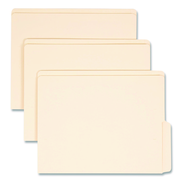 Heavyweight Manila End Tab Folders, 9" High Front, 1/2-Cut Tabs: Bottom, Letter Size, 0.75" Expansion, Manila, 100/Box