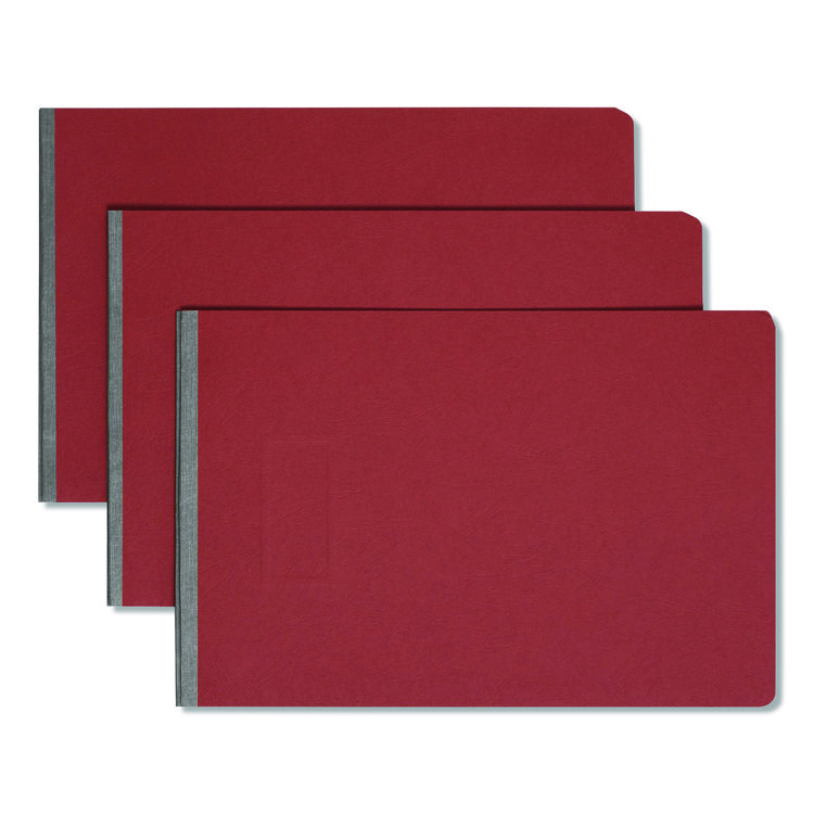 Prong Fastener Premium Pressboard Report Cover, Two-Piece Prong Fastener, 3" Capacity, 11 X 17, Red/red