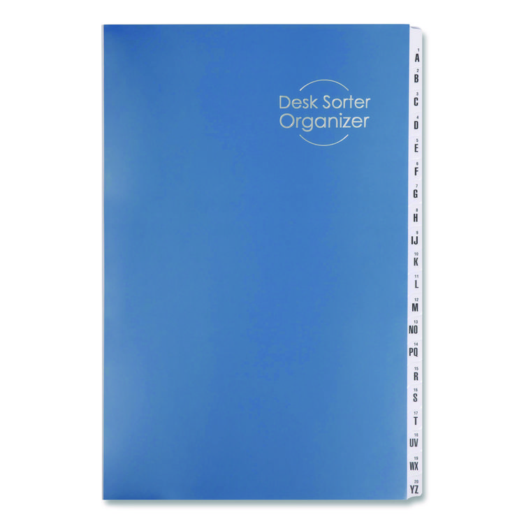 Deluxe Expandable Indexed Desk File/Sorter, Reinforced Tabs, 20 Dividers, Alpha/Numeric Index, Legal Size, Dark Blue Cover