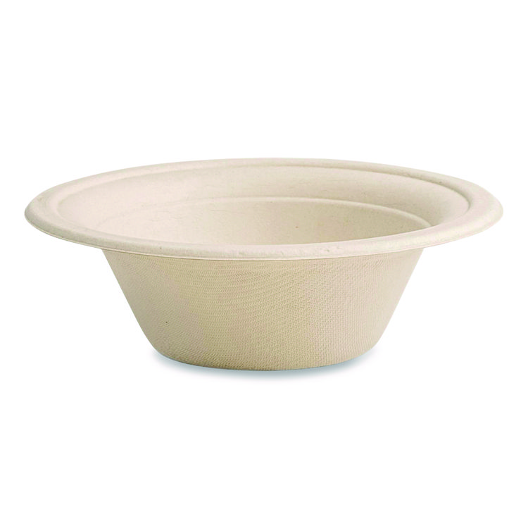 Nourish Molded Fiber Tableware, Compostable, Bowl, Sugarcane, 12 oz, White, 1,000/Carton