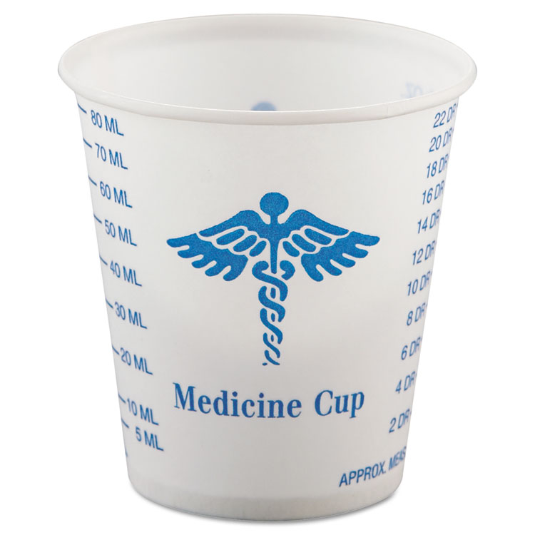 Picture of Medical & Dental Graduated Cups, 3oz, White/blue, 100/bag, 50 Bags/carton