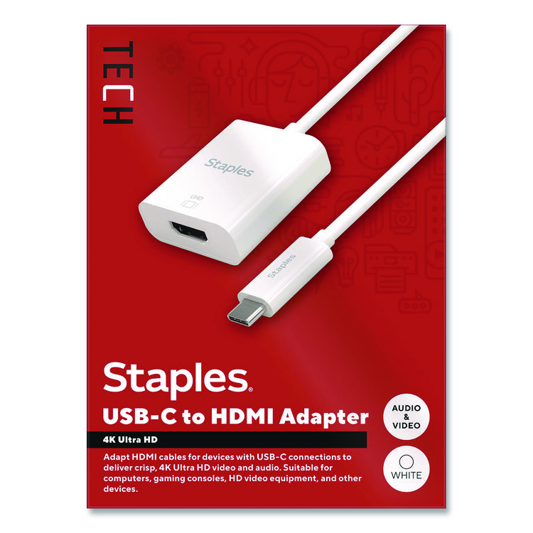 USB-C to HDMI Audio/Video Adapter, 6", White