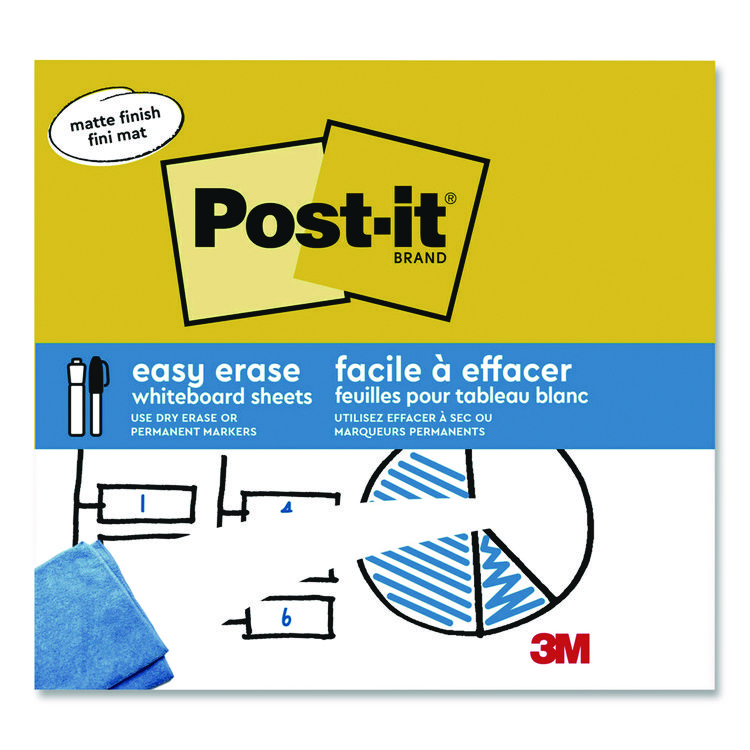 Easy-Erase Whiteboard Sheets, Plastic Surface, 9.1 x 9.1, White, 2/Pack