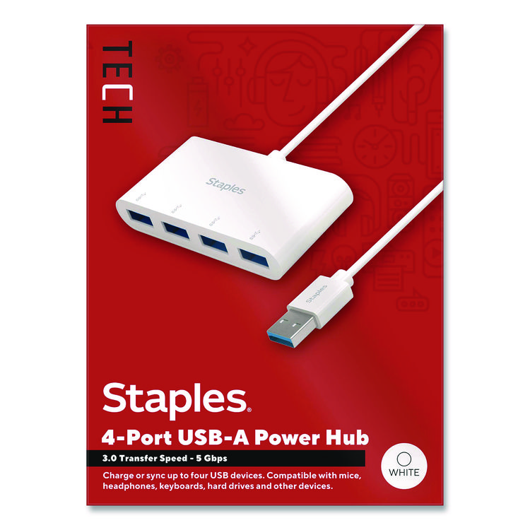 USB 3.0 Hubs, 4-Port, White