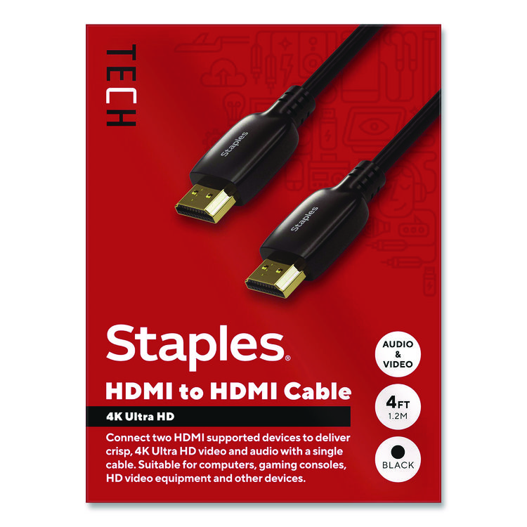 HDMI to HDMI Audio/Video Cable, 4 ft, Black