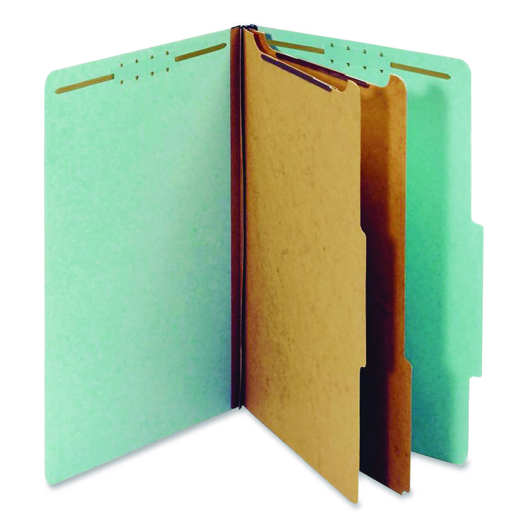 Colored Pressboard Top Tab Classification Folders, 2.5" Expansion, 2 Dividers, 6 Fasteners, Legal Size, Light Blue, 10/Box