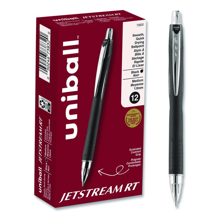 Jetstream Hybrid Gel Pen, Retractable, Bold 1 mm, Black Ink, Black/Silver Barrel