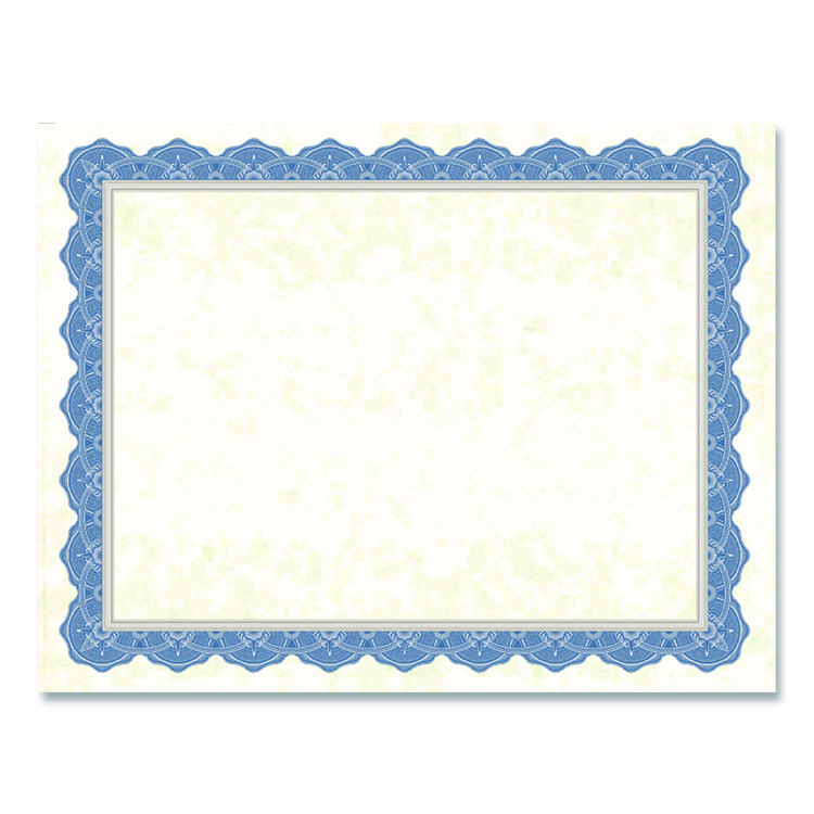 Award Certificates, 8.5 x 11, Natural with Braided Blue/Silver Border, 15/Pack