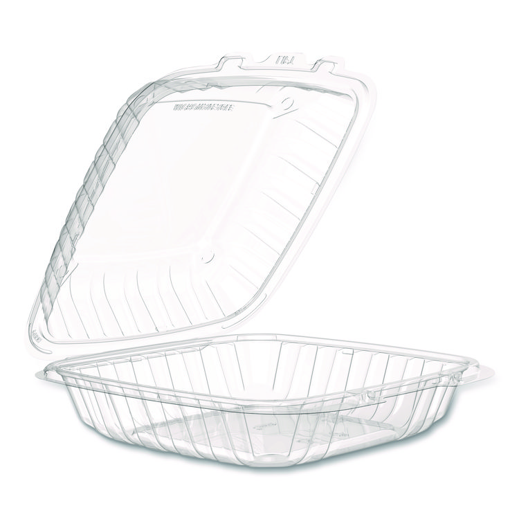 Microwaveable Hinged Containers, ProPlanet Seal, 9 x 8.75 x 3, Clear, Plastic 150/Carton
