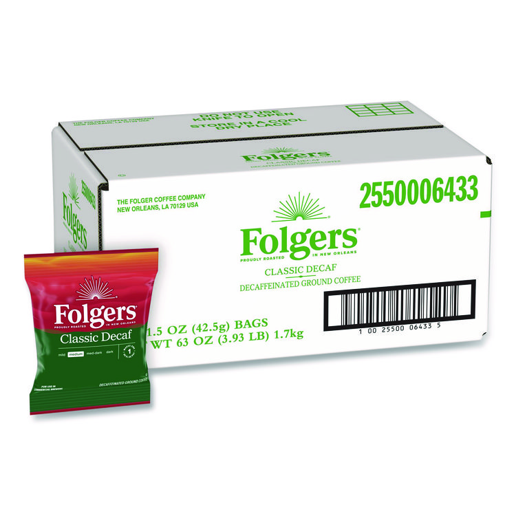 Classic Decaf Ground Coffee Fraction Pack, Classic Roast Decaf, 1.5 oz, 42/Carton