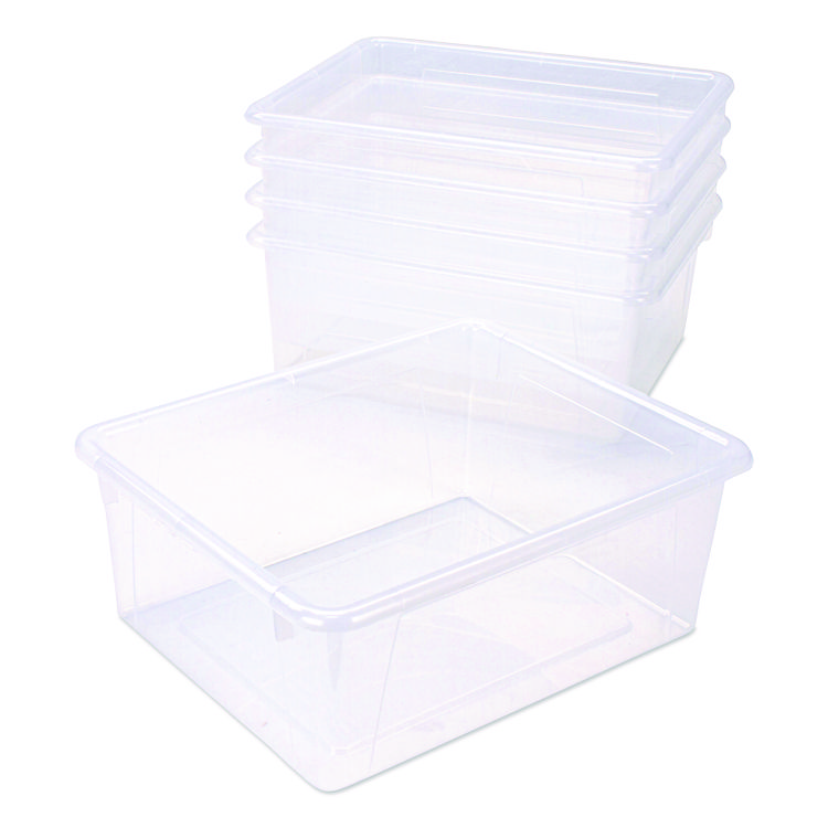 Storage Tray, Deep, 2 gal, 10.65" x 10.65" x 5.2", Clear, 5/Pack
