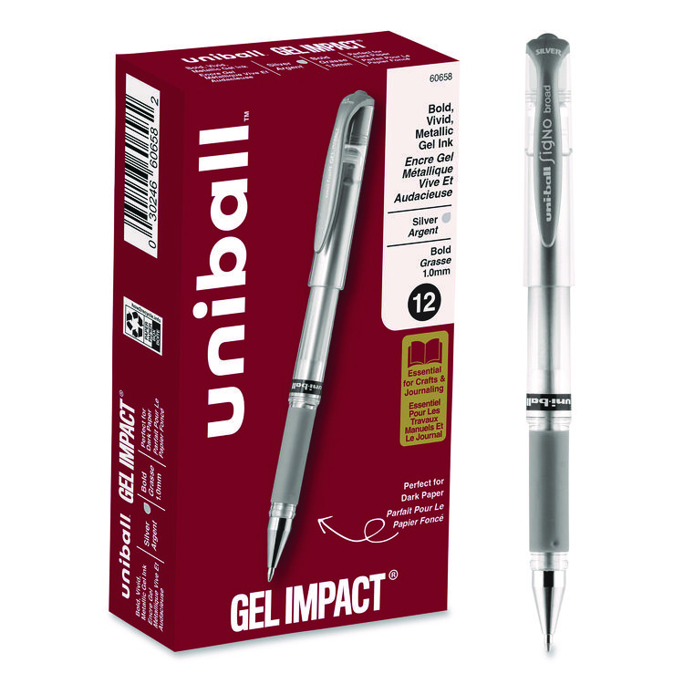 Impact Gel Pen, Stick, Medium 1 Mm, Silver Metallic Ink, Silver Barrel