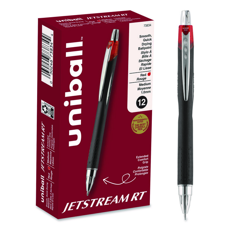 Jetstream Hybrid Gel Pen, Retractable, Bold 1 mm, Red Ink, Black/Silver/Red Barrel