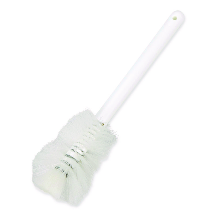 Sparta Handle Bottle Brush, Pint, White Polyester Bristles, 4.5" Brush, 7.5" White Plastic Handle