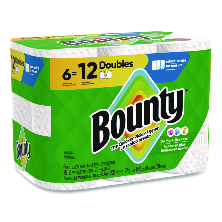 Select-a-Size Kitchen Roll Paper Towels, 2-Ply, White, 10.2 x 11, 75 Sheets/Roll, 6 Triple Rolls/Pack
