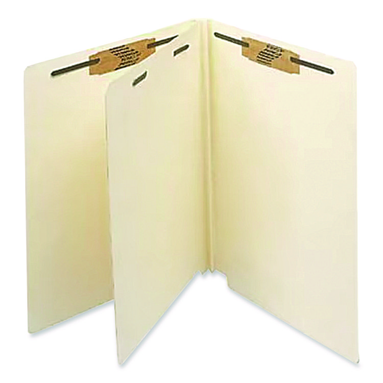 Heavy-Duty End Tab Classification Folders, Straight Tab, Expands 2", 1 Divider, 4 Fasteners, Letter Size, Manila, 25/Box