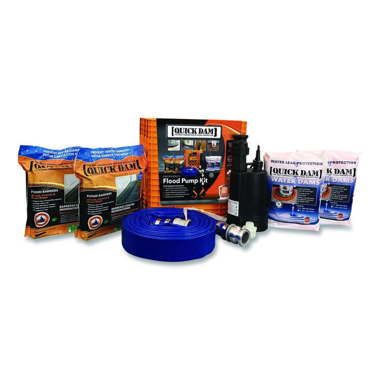 Pump Kit, (1) Pump, (2) 10 ft Water Barriers, (4) 10 ft Water Dams, 50 ft 1.5" dia Hose with Connectors