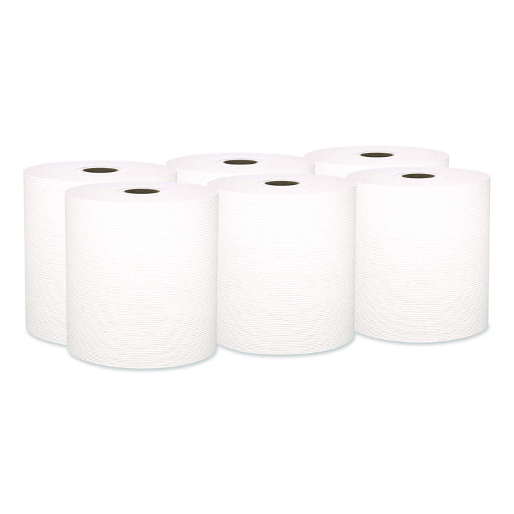 Universal Hard Roll Paper Towels with Premium Absorbency Pockets, 1-Ply, 8" x 600 ft, 1.75" Core, White, 6 Rolls/Carton