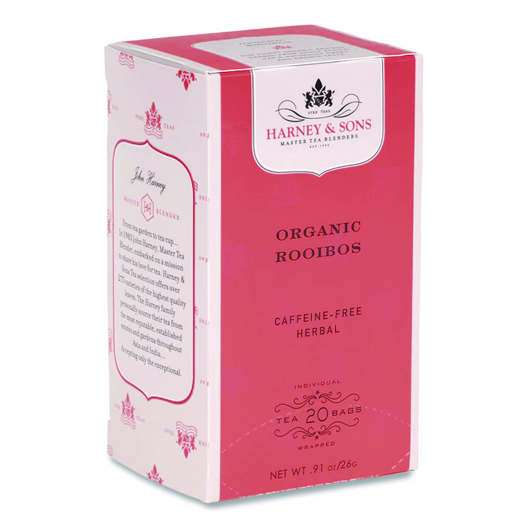 Premium Tea, Organic Rooibos Herbal Tea, Individually Wrapped Tea Bags, 20/box