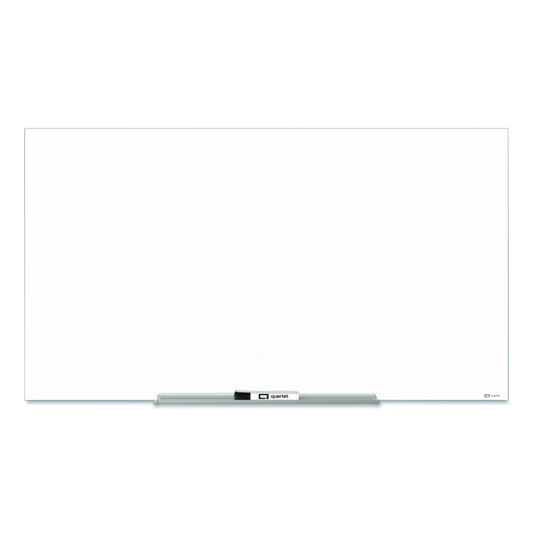 InvisaMount Magnetic Glass Marker Board, 85" x 48", White Surface