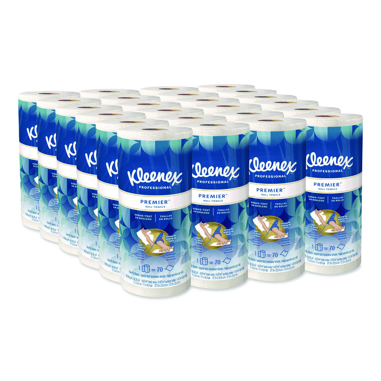 Premiere Kitchen Roll Towels, 1-Ply, 11 x 9.4, White, 70/Roll, 24 Rolls/Carton