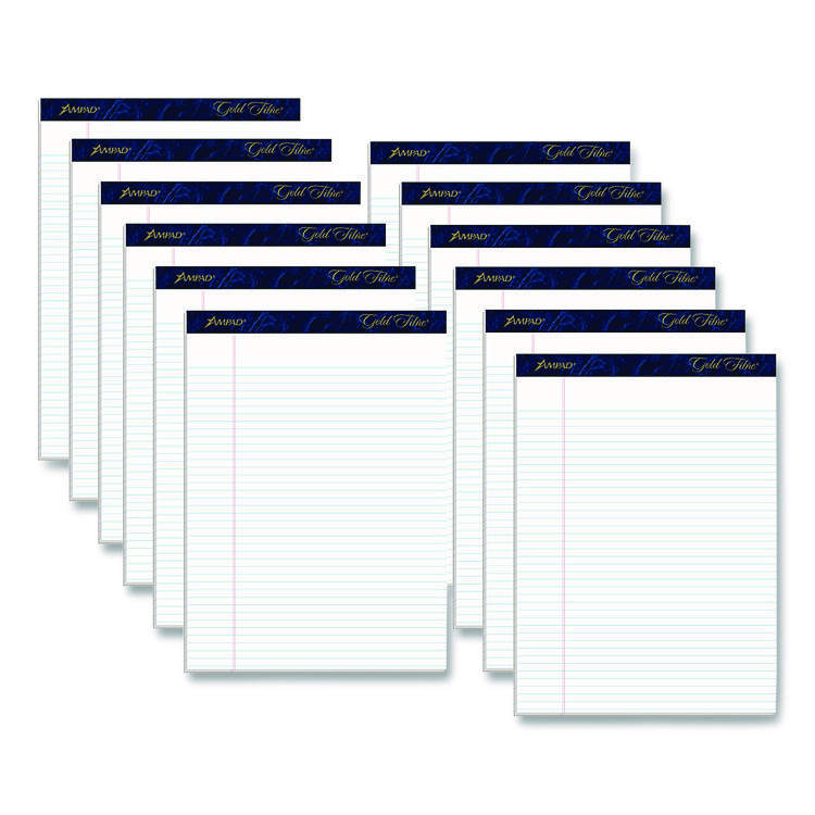 Gold Fibre Writing Pads, Narrow Rule, (50) White 8.5 x 11 Sheets, Dozen