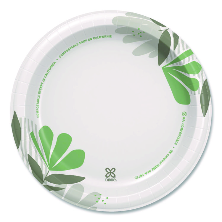 Pathways Soak-Proof Shield Mediumweight Paper Plates, Wisesize, 8.5" Dia, Green/burgundy, 125/pack