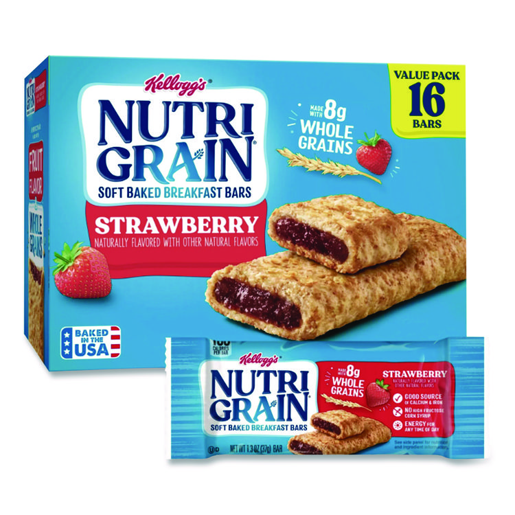 Nutri-Grain Soft Baked Breakfast Bars, Strawberry, Indv Wrapped 1.3 Oz Bar, 16/box