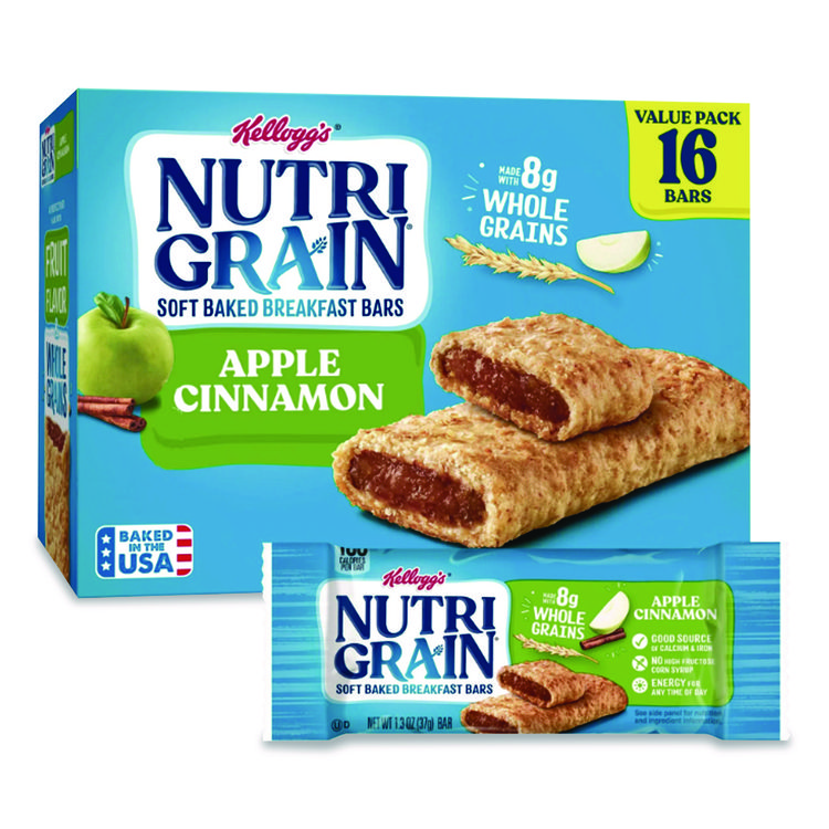Nutri-Grain Soft Baked Breakfast Bars, Apple-Cinnamon, Indv Wrapped 1.3 Oz Bar, 16/box
