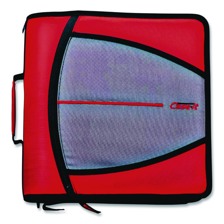 Mighty Zip Tab Binder, 3 Rings, 3" Capacity, 11 X 8.5, Red