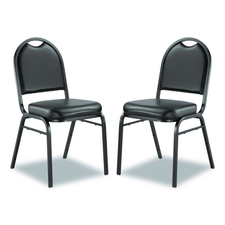 9200 Series Premium Upholstered Stack Chair, Vinyl, Supports Up to 500 lb, 19" Seat Height, Black Seat/Back, Black Base, 2/PK