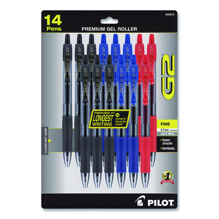 G2 Premium Gel Pen, Retractable, Fine 0.7 mm, Assorted Business Ink and Barrel Colors, 14/Pack