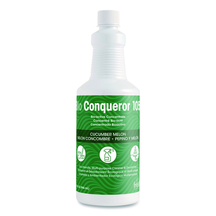 Bio Conqueror 105 Enzymatic Odor Counteractant Concentrate, Cucumber-Melon, 1 qt Bottle, 12/Carton