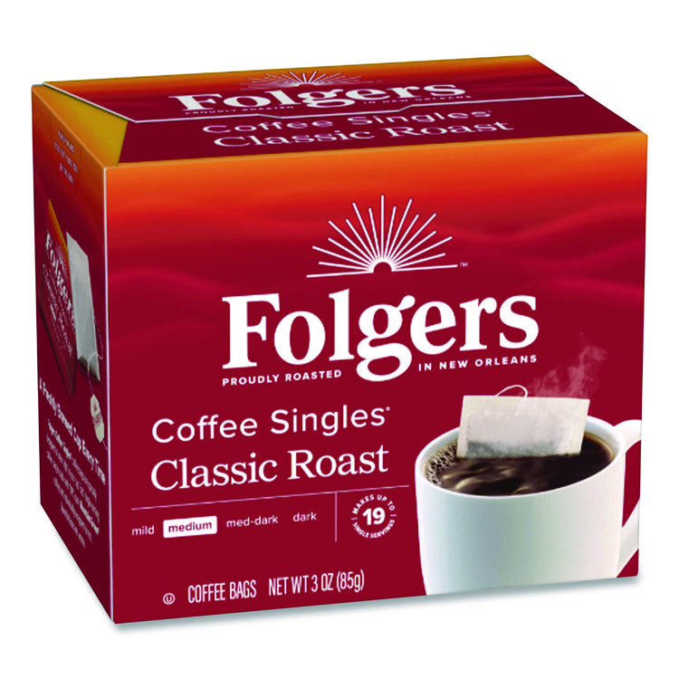 Coffee Singles, Classic Roast, 0.16 oz Single-Serve Bag, 19/Pack