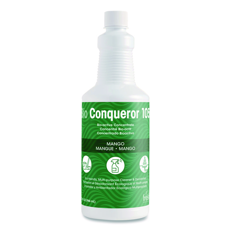 Bio Conqueror 105 Enzymatic Odor Counteractant Concentrate, Mango, 32 Oz Bottle, 12/carton