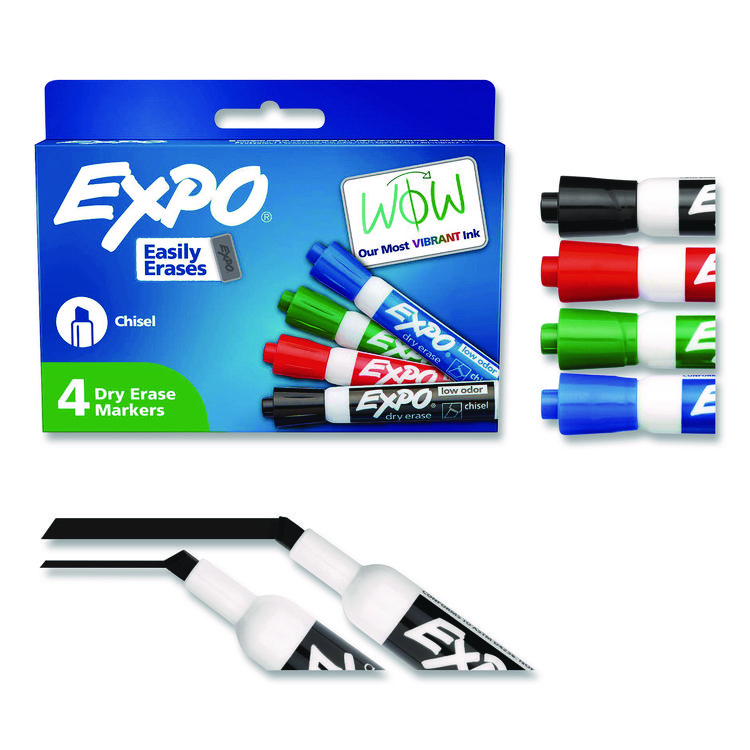 Low-Odor Dry-Erase Marker, Medium Bullet Tip, Assorted Colors, 4/set