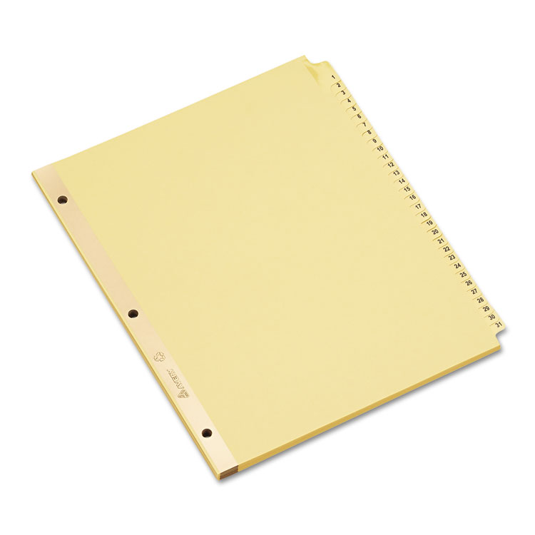 Picture of Preprinted Laminated Tab Dividers w/Gold Reinforced Binding Edge, 31-Tab, Letter