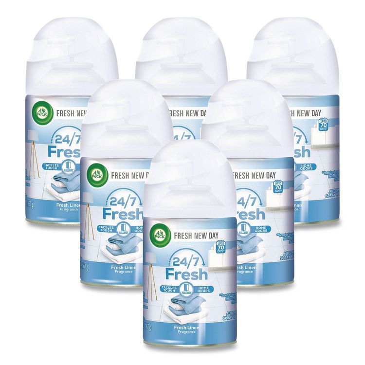 Freshmatic Ultra Spray Refill, Fresh Linen, 5.89 oz Aerosol Spray, 6/Carton