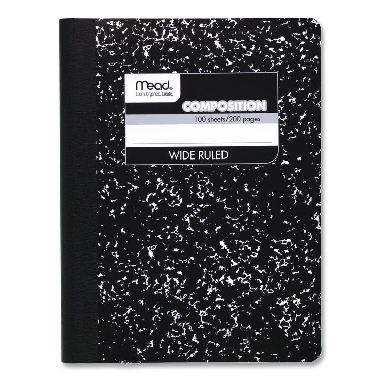 Composition Book, Wide/Legal Rule, Black Cover, (100) 9.75 x 7.5 Sheets