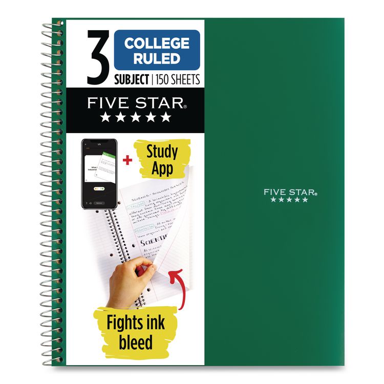Wirebound Notebook, 3-Subject, Medium/College Rule, Randomly Assorted Cover Color, (150) 11 x 8.5 Sheets