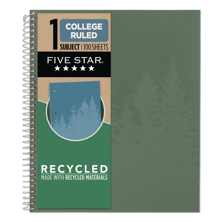 Recycled Notebook, 1-Subject, Medium/College Rule, Randomly Assorted Cover Color, (100) 11 x 8.5 Sheets