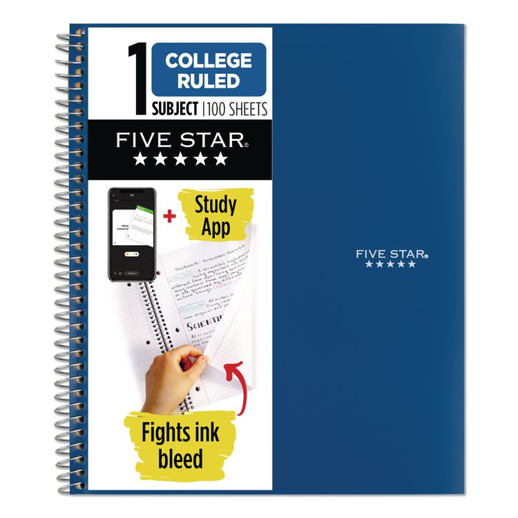 Wirebound Notebook, 1-Subject, Medium/College Rule, Blue Cover, (100) 11 x 9.13 Sheets