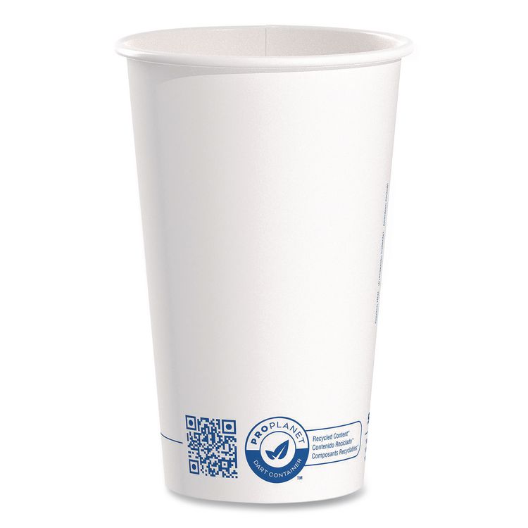 Recycled Content PCF Paper Hot Cups, ProPlanet Seal, 16 oz, White/Blue, 1,000/Carton